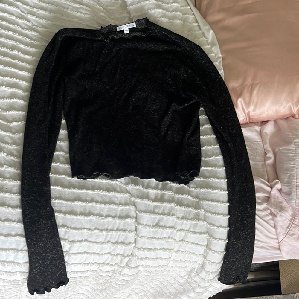 Antistar black crop top with long sleeves and a turtle neck